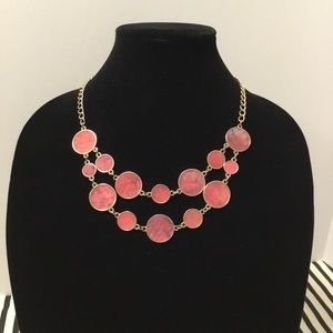 Gold Toned Necklace w/ Pink Discs